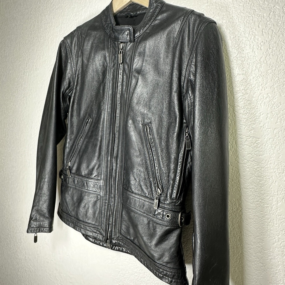 Harley Davidson Genuine Leather Jacket Black Riding Gear Vented Logo Women's Sml - Picture 2 of 15